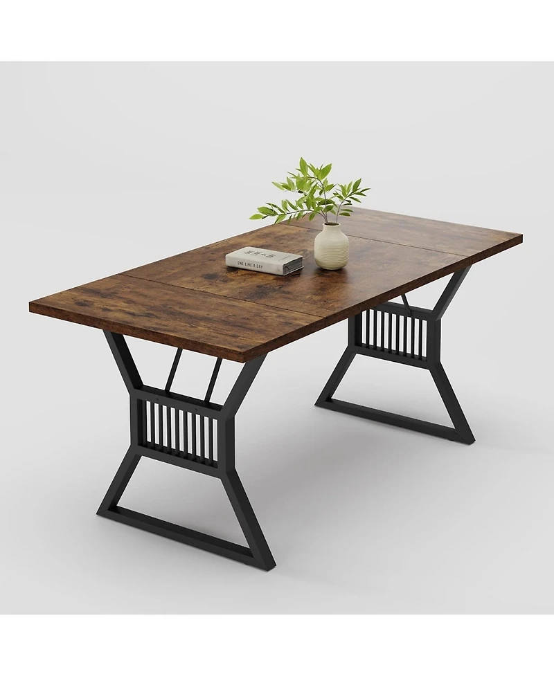 gaomon 70.8 Inch Dining Table 4-6 Person, Kitchen Dinner with Heavy Duty Metal Legs