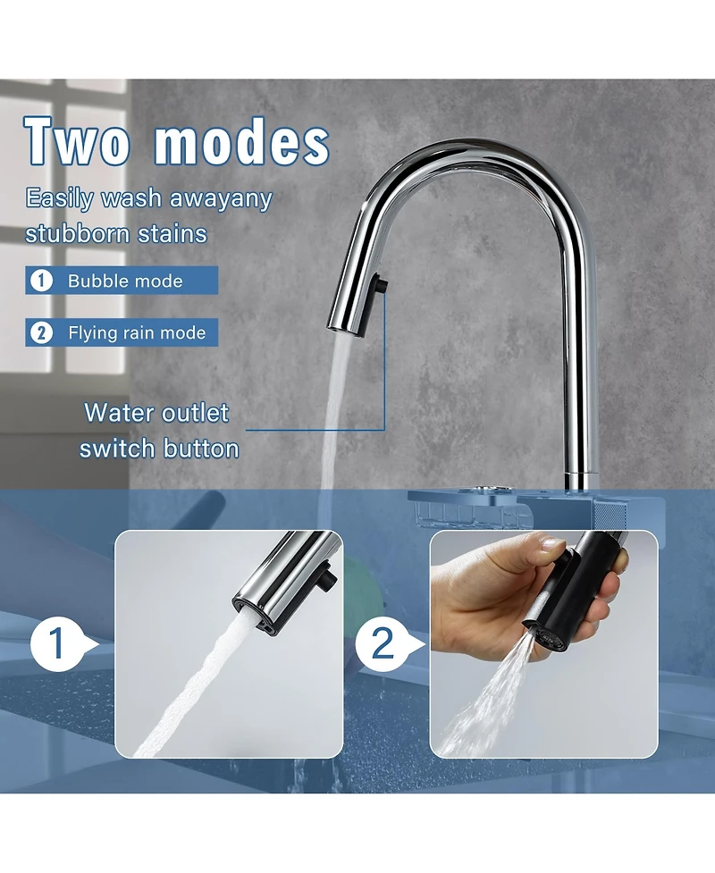 Phying High Arc Pull Down Kitchen Faucet Modern Single Hole Stainless Steel Sink Faucet for Home Kitchen Bathroom