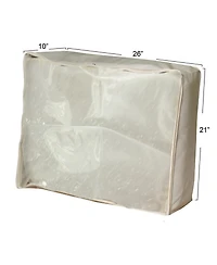 Household Essentials Canvas Blanket Storage Bag, 3 Sided Zipper with Clear Windowed Top