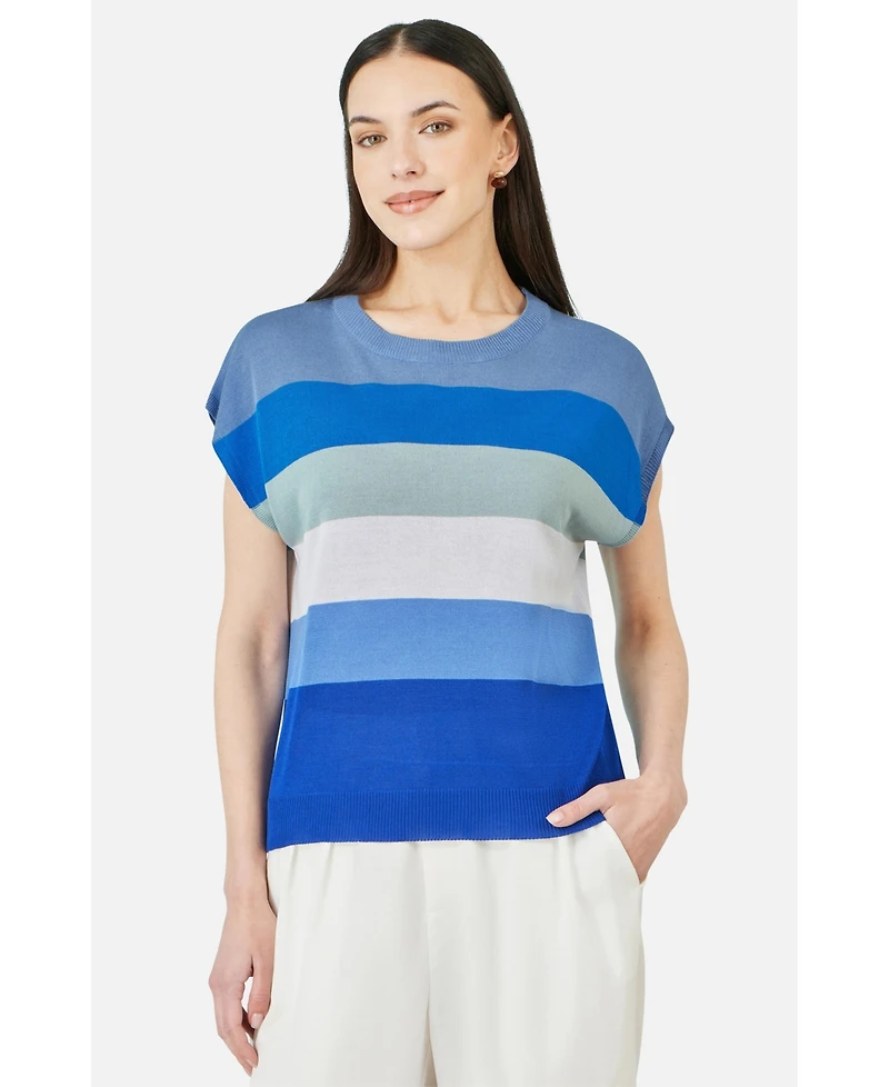 Yumi Women's Block Stripe Relaxed Knitted Top