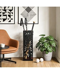 gaomon Square Metal Umbrella Stand, Rust-Resistant Steel, Removable Drip Tray, 4 Hooks, for Entryway and Office