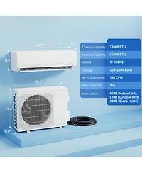 Homcom 23000 Btu Mini Split Air Conditioner, 19 SEER2 230V Ductless Ac Unit