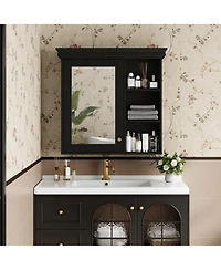 Phying Wall Mounted Bathroom Medicine Cabinet with Mirror Black Over Toilet Storage Cabinet Multifunctional Bathroom Storage Organizer