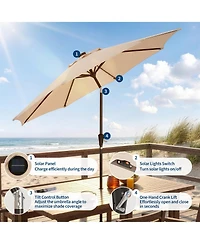 gaomon Outdoor 9FT Table Market Patio Umbrella with 32 Solar Led Lights for Garden, Deck