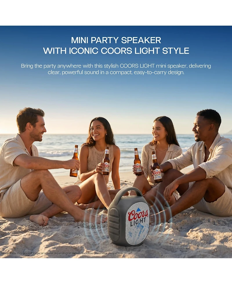 Coors Light Mini Party Speaker with Color Changing Led Lights, Fm Radio, Built-in Handle