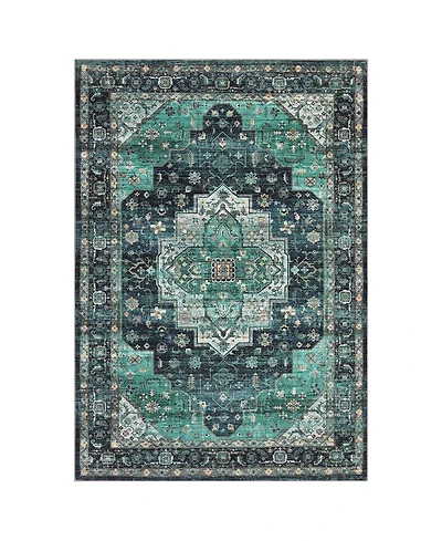 gaomon Vintage Washable Medallion Area Rug, Non Slip Oriental Distressed Low Pile Carpet for Living Room and Bedroom