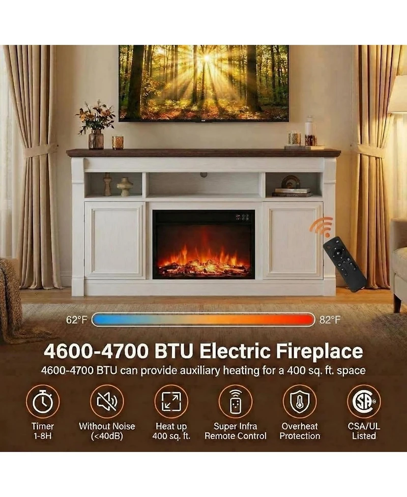 gaomon 30" Electric Fireplace with Remote, Fireplace Insert for 59" Tv Stand Fits TVs Up to 65", Overheating Protection, 8H Timer