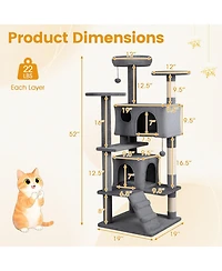 Cozito 52 in Tall Cat Tree Tower for Indoor Cats with Perches and Caves.