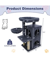 Gymax Cat Tree 2-Tier Condo Padded Plush Top Perch Sisal Scratching Posts