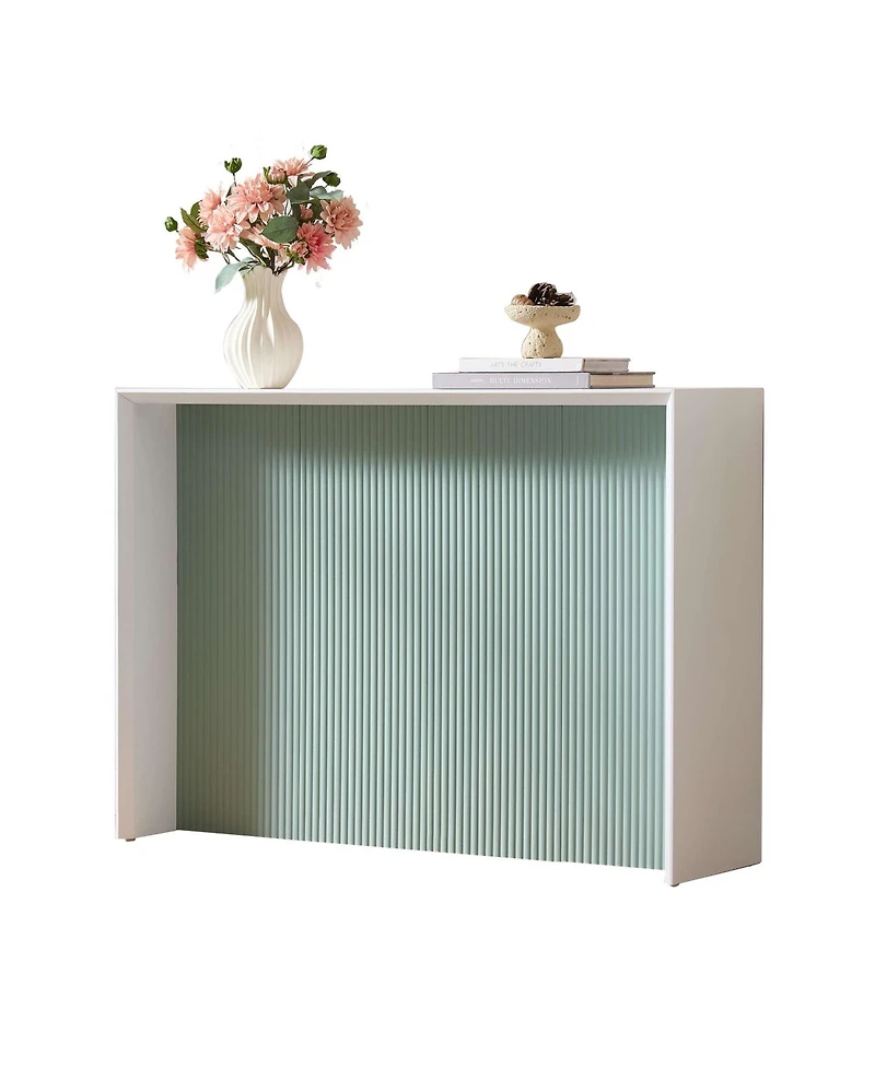 Kings Brand Furniture Wood Rectangular Console Table with Sculpted Ripple-Front Panel, Modern Entryway or Sofa for Living Room Hallway