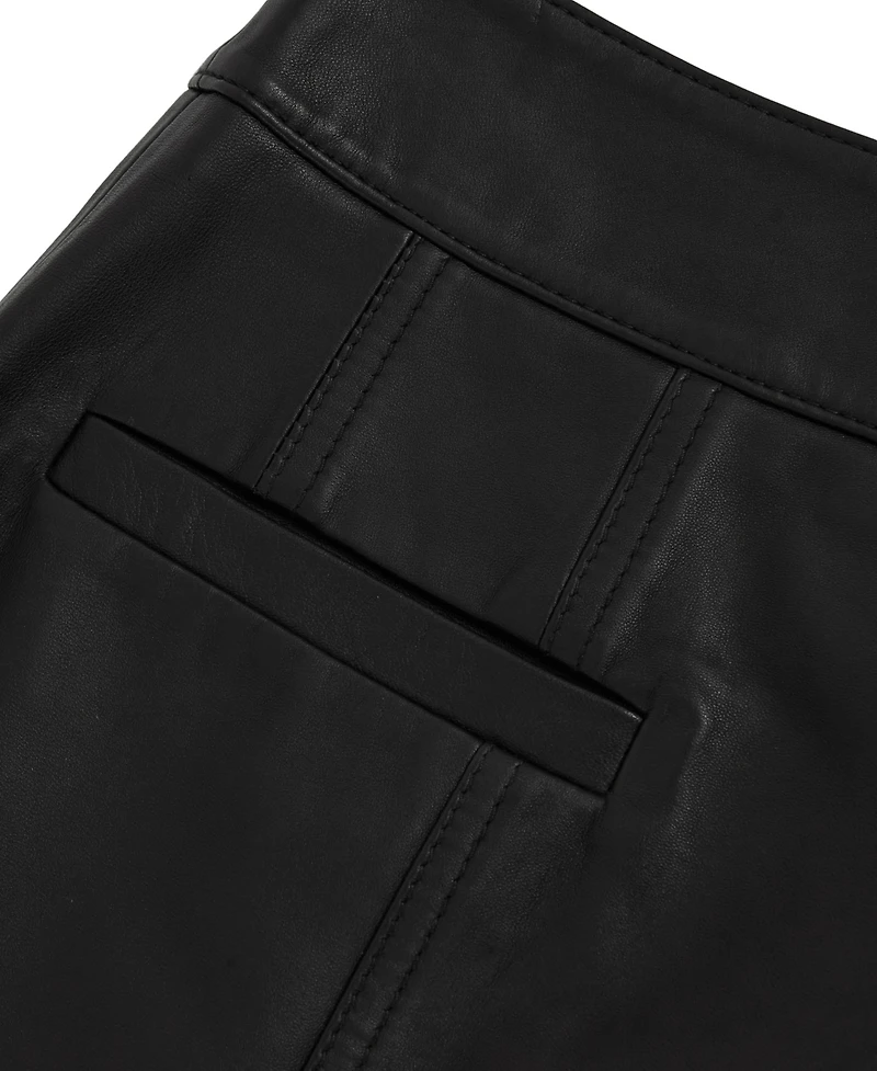 Reiss Women's Leather Welt-Pocket Mini Skirt
