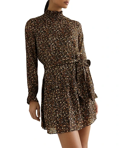 Reiss Women's Floral Metallic Flippy Mini Dress