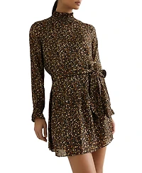 Reiss Women's Floral Metallic Flippy Mini Dress