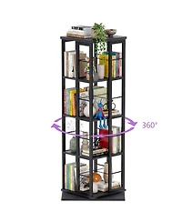 Aheaplus Corner 4-5 Tiers Display Shelves, Freestanding Rotating Bookshelf