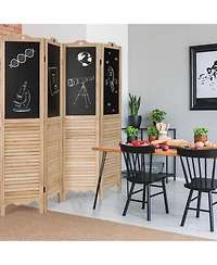 sumyeg 4-Panel Folding Privacy Room Divider Screen with Chalkboard for Indoor Space Separation