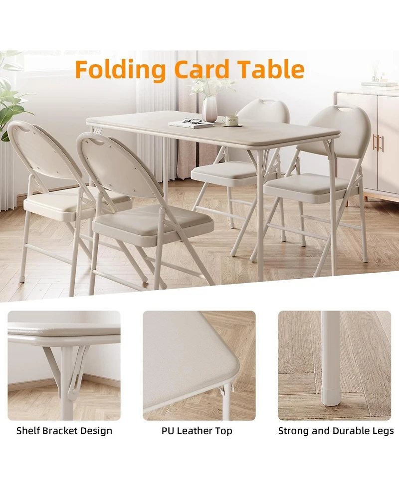 gaomon 4-Foot Folding Table with Upholstered Pu Leather Top