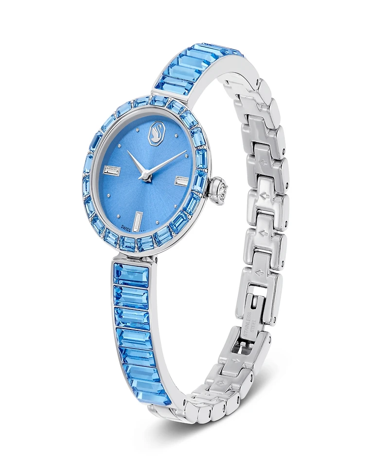 Swarovski Matrix Bangle Swiss Crystal Bracelet Blue Stainless Steel Watch 25 x 25mm