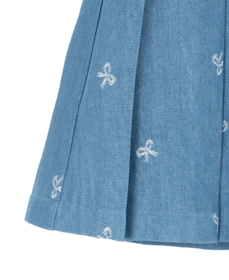 Rare Editions Baby Girls' Printed Bow Denim Dress with Diaper, 2-Piece Set