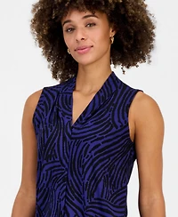 Kasper Women's Printed V-Neck Sleeveless Blouse
