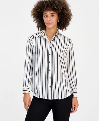 Kasper Womens Collared Button Front Long Sleeve Blouse