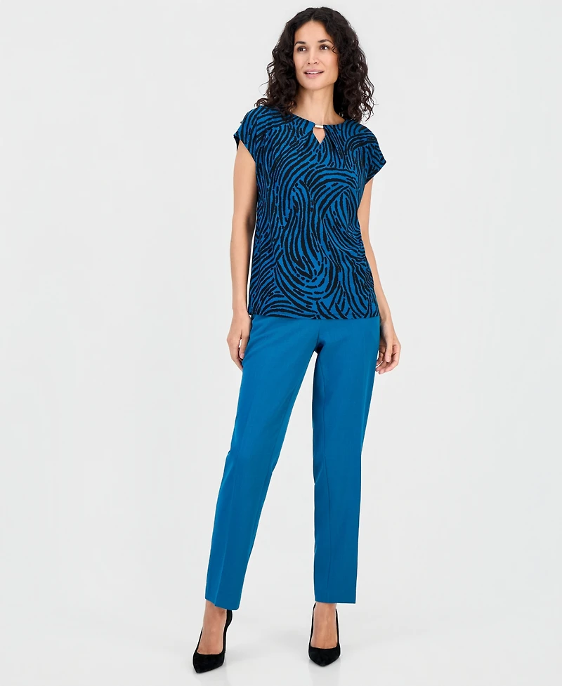 Kasper Women's Printed Diamond-Neck Blouse