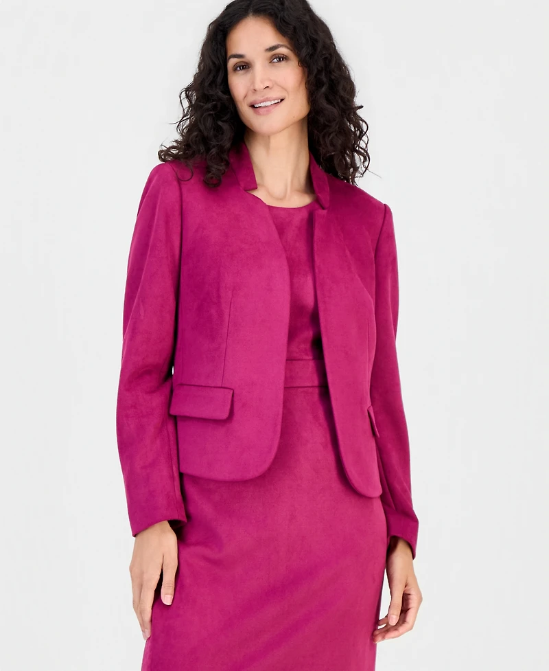 Kasper Women's Faux Suede Collared Open-Front Blazer