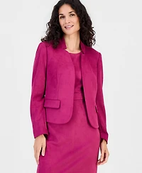 Kasper Women's Faux Suede Collared Open-Front Blazer