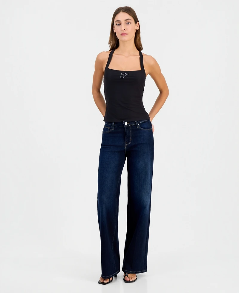 Guess Women's Shaneen Logo Square-Neck Halter Top