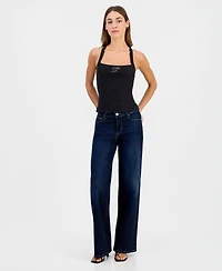 Guess Women's Shaneen Logo Square-Neck Halter Top
