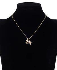 Unwritten Cubic Zirconia Gold-Tone Plated Saint and Cross Cluster Charm Necklace