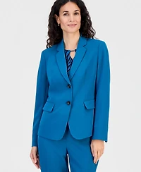 Kasper Petite Crepe 2-Button Notch-Collar Blazer Jacket