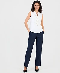 Kasper Women's Ruffled Split-Neck Sleeveless Blouse
