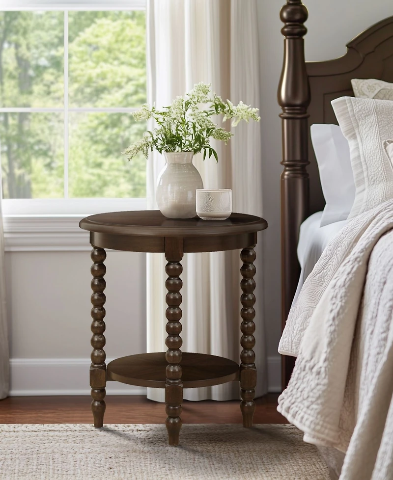 Martha Stewart Collection Philippe 20" Round Wood End Table with Shelf