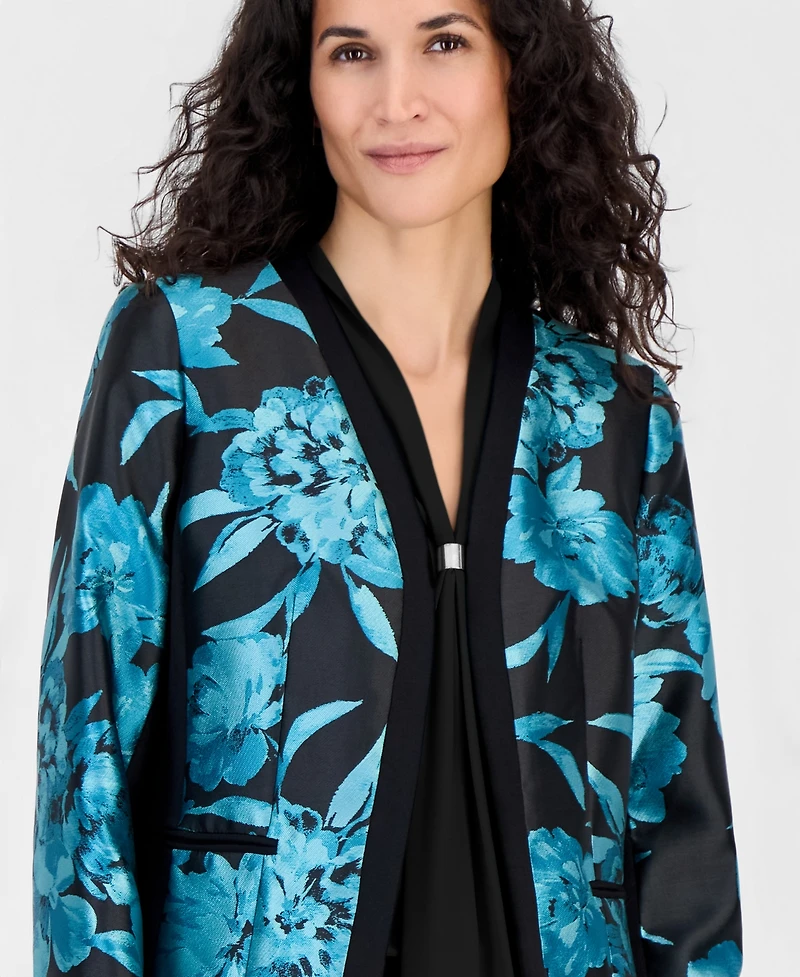 Kasper Women's Collarless Printed Cardigan Jacket