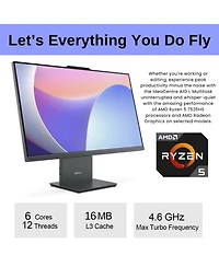 Lenovo IdeaCentre All-in-One Amd Ryzen Ram Amd Radeon Graphics Ssd Storage Windows Home