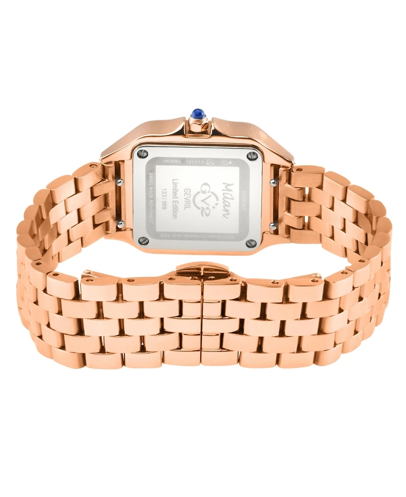GV2 by Gevril Women's Milan Swiss Quartz Diamond Ip Stainless Steel Bracelet Watch