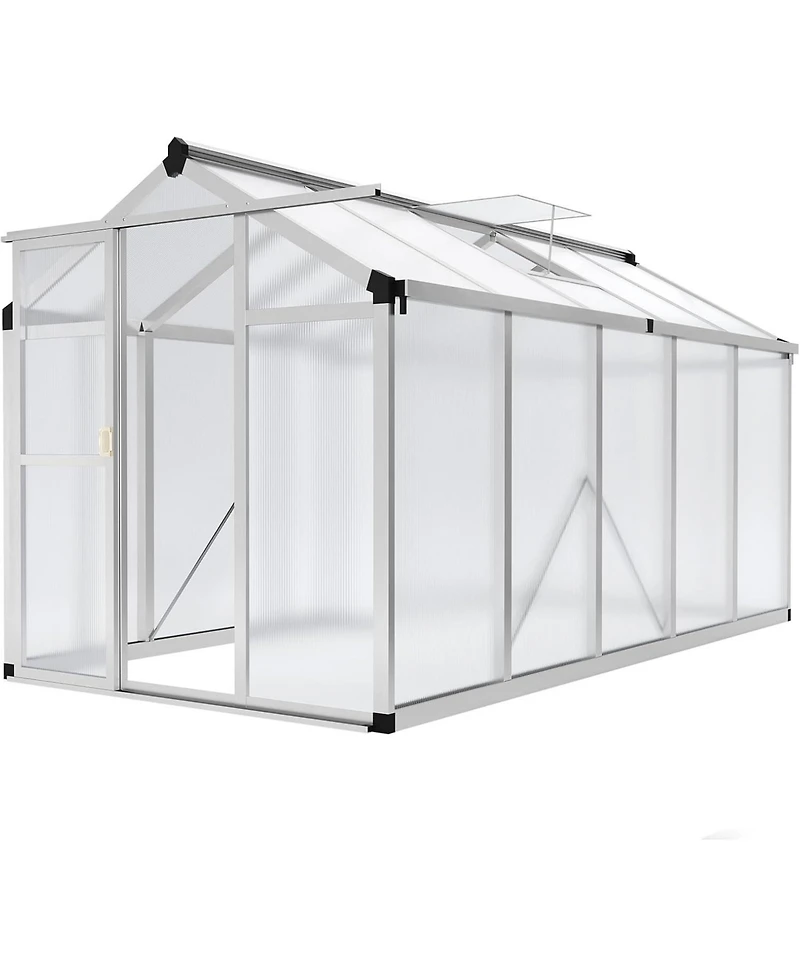gaomon 6x10 feet Walk-In Greenhouse, Polycarbonate Panels, Adjustable Roof Vent & Sliding Door, Aluminum Frame, Garden & Patio