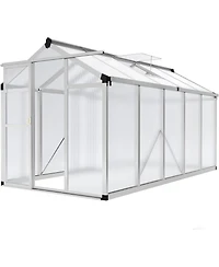 gaomon 6x10 feet Walk-In Greenhouse, Polycarbonate Panels, Adjustable Roof Vent & Sliding Door, Aluminum Frame, Garden & Patio