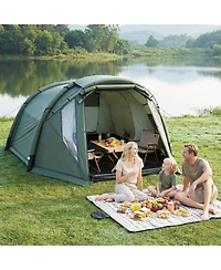 Costway Inflatable Camping Tent with Screened Porch, Mesh and Transparent Windows, Door