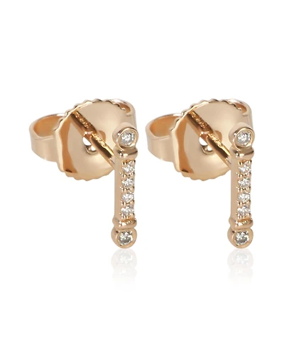 Pre-Owned Tiffany & Co Rose Gold Diamond Fluer De Lis Key Bar Earrings