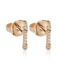 Pre-Owned Tiffany & Co Rose Gold Diamond Fluer De Lis Key Bar Earrings