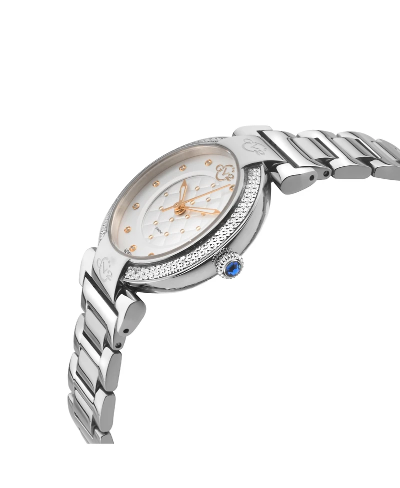GV2 by Gevril Women's Berletta Swiss Quartz Diamond Silver Stainless Steel Bracelet Watch
