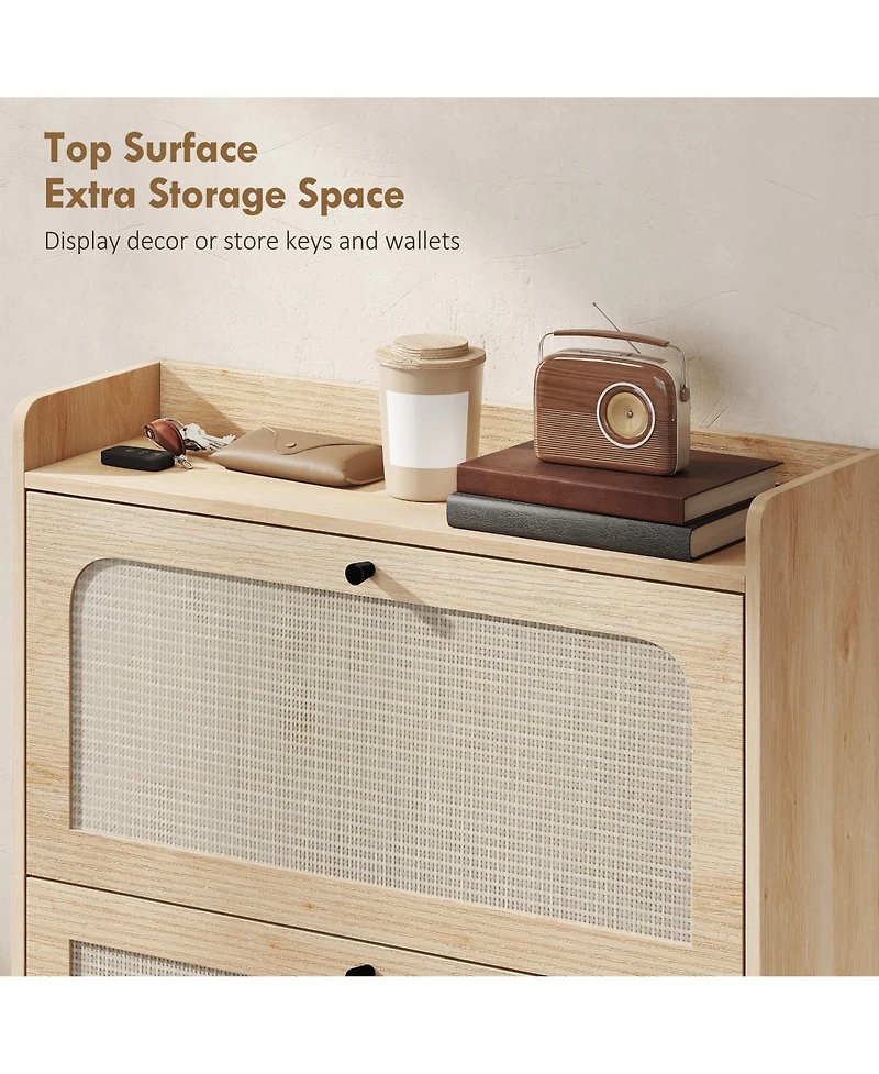 Homcom Shoe Cabinet with 2 Flip Drawers, Narrow Shoe Storage Cabinet