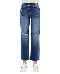 KanCan Essential Women's Mollie High Rise Criss Cross Straight Jeans
