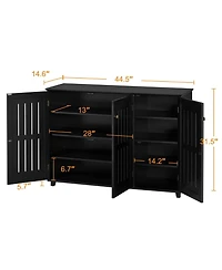 Yigii Shoe Cabinet 3 Doors 4 Tier Adjustable Shelves Freestanding Storage Entryway Bathroom Living Room