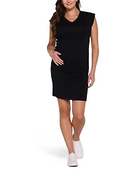 Motherhood Maternity Muscle Sleeve V-Neck Mini Dress