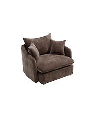 Streamdale Furniture 360degree(s) Swivel Oversized Armchair with 3 Pillows, Modern Brown Sofa Chair