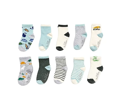 Rainbow Sugar Biz & Bean Toddler Boys' and Girls' 2T-4T Grippers Socks, 10-Pack