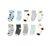 Rainbow Sugar Biz & Bean Toddler Boys' and Girls' 2T-4T Grippers Socks, 10-Pack