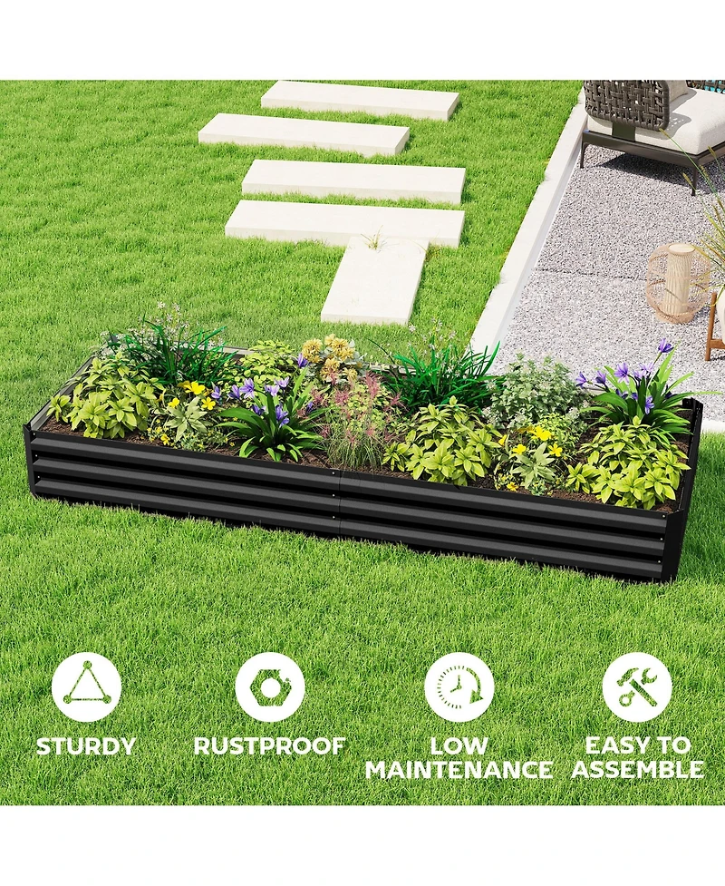 Outsunny Galvanized Raised Garden Bed Metal Planter Box Easy Quick Setup